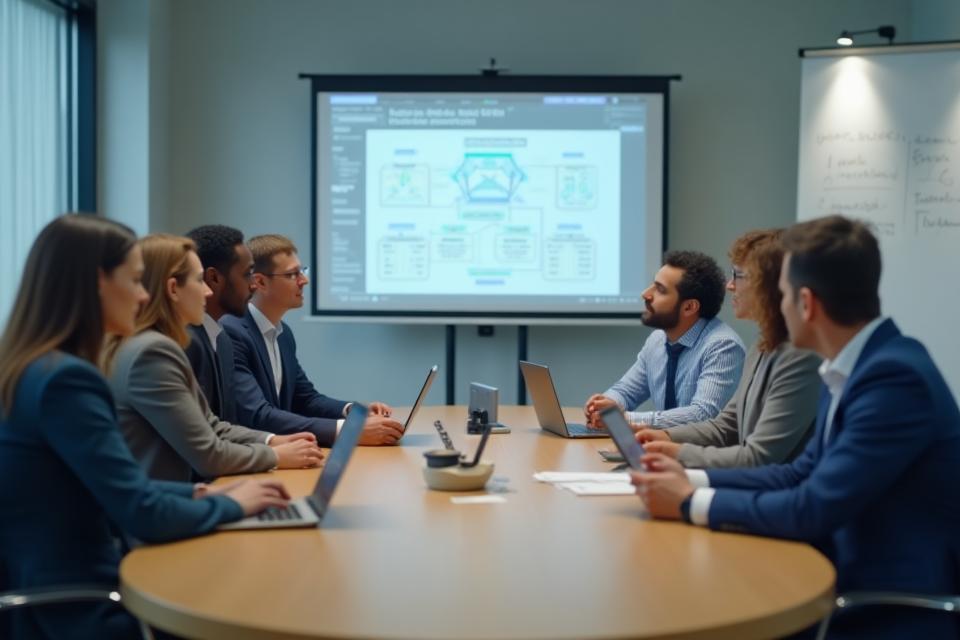 Equipo de InnovaSys Hoteles en una reunión colaborativa, transmitiendo profesionalismo y experiencia.