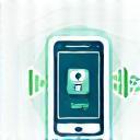 Icono de check-in móvil con un smartphone y una llave