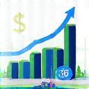 Icono de sistema de Revenue Management con gráficos de crecimiento y signos de dólar